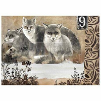 Kuitupaperi 59x84 cm - Calm Foxes Re-Design with Prima A1 Decoupage Fiber