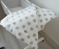 Vauvapeitto+tyyny, valkoinen / harmaa tähti