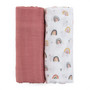 Isot harsot, bambupuuvilla, Petite, 120x120cm, Misty Rose Rainbow