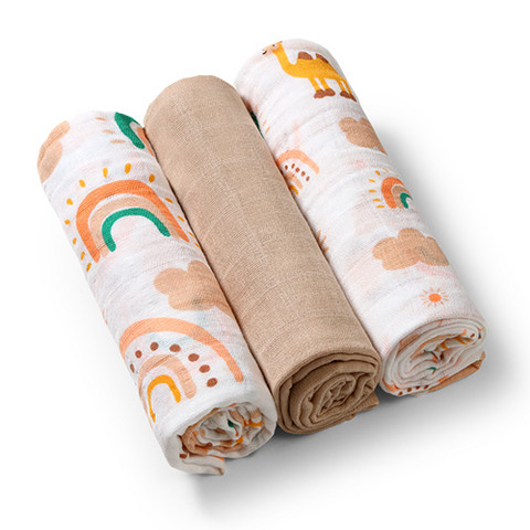 Puuvillaharsot Babyono, superpehmeät, 3 kpl, beige -toimitusaika 2 viikkoa