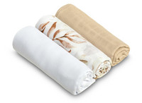 Harsopaketti, beige, 3 kpl, puuvilla, 70x80cm