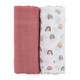 Isot harsot, bambupuuvilla, Petite, 120x120cm, Misty Rose Rainbow