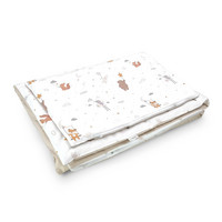 Peitto ja tyyny, Alberomio, Hiiret ja Ketut / beige,  75x65cm +25x35cm