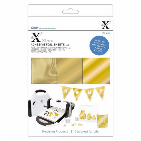 Xcut - Adhesive Foil Sheets, Gold, A5, 20 arkkia