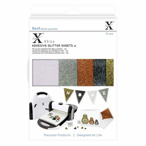 Xcut - Adhesive Glitter Effect Sheets, Metallics, A5, 20 arkkia