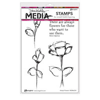Dina Wakley Media - Cling Stamps, Always Flowers, Leimasetti