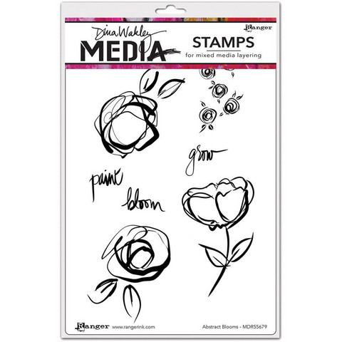 Dina Wakley Media - Cling Stamps, Abstract Blooms, Leimasetti