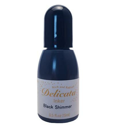 Tsukineko - Delicata Inker, Black Shimmer, Täyttöpullo 15ml