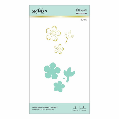 Spellbinders - Glimmer Hot Foil Plate & Die Set, Glimmering Layered Flowers