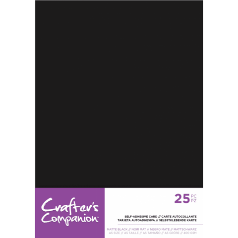 Crafter's Companion - Matte Black Self-Adhesive Card, A5, 25arkkia