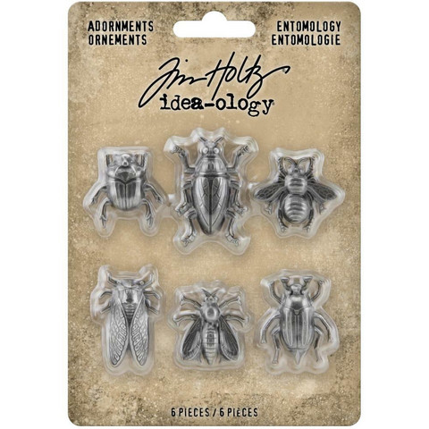 Tim Holtz - Idea-Ology Metal Adornments, Entomology, 6 kpl