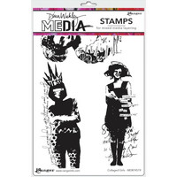 Dina Wakley Media - Cling Stamps, Collaged Girls, Leimasetti