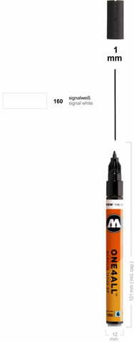 Molotow - One4All, Akryylitussi, 1mm, Valkoinen