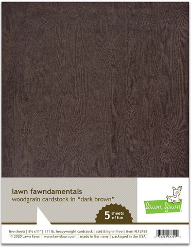 Lawn Fawn - Woodgrain Cardstock, Dark Brown, 5 arkkia