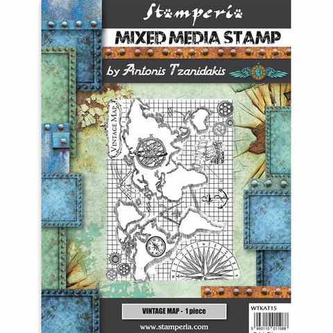 Stamperia - Mixed Media Stamp, Sir Vagabond Vintage Map, Leimasetti