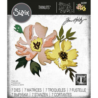 Sizzix - Thinlits Dies By Tim Holtz, Stanssisetti, Brushstroke Flowers #1
