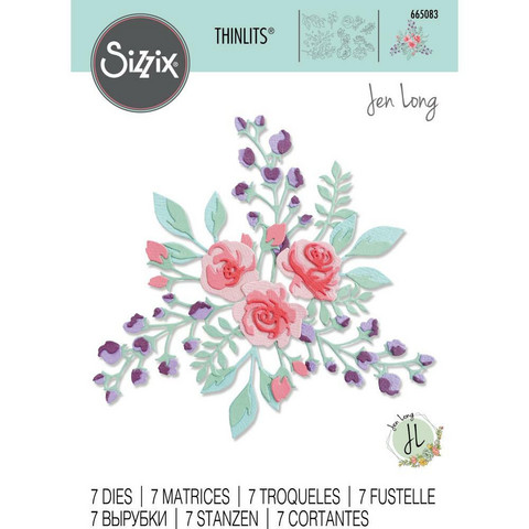 Sizzix -Thinlits Dies By Jen Long, Stanssisetti, Floral Layers #2