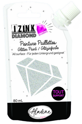 Aladine - IZINK Diamond, Silver, Kimallemaali, 80ml