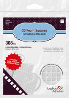 Scrapbook Adhesives - 3D Foam Squares, Tarrapaloja, Valkoinen, 2mm, 308kpl