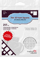 Scrapbook Adhesives - 3D Foam Squares, Tarrapaloja, Valkoinen, 1mm, 217kpl