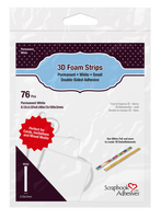 Scrapbook Adhesives - 3D Foam Strips, Tarrapaloja, Valkoinen, 2mm, 76kpl