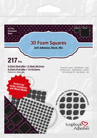 Scrapbook Adhesives - 3D Foam Squares, Tarrapaloja, Musta, 2mm, 217kpl