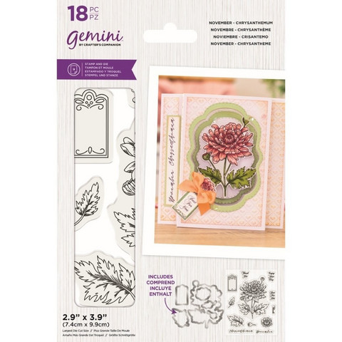 Gemini - Stamp & Die, November Chrysanthemum, Stanssi- ja leimasetti
