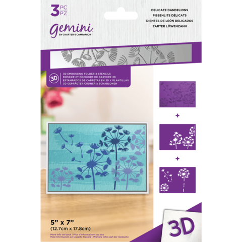 Gemini - 3D Embossing Folder & Stencils, Delicate Dandelions