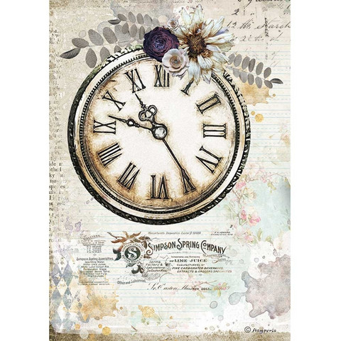 Stamperia - Romantic Journal, Rice Paper, A4, Clock