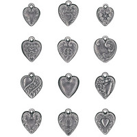 Tim Holtz - Idea-Ology Metal Adornments, Hearts, 12 kpl