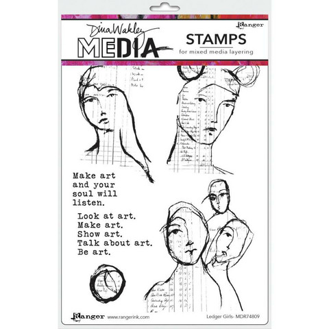 Dina Wakley Media - Cling Stamps, Ledger Girls, Leimasetti