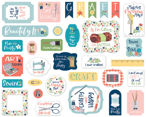 Carta Bella - Craft & Create, Ephemera, 33 kpl