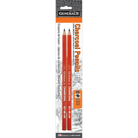 General`s - Charcoal Pencils 4B, 2 kpl