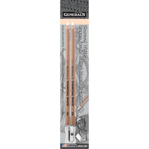 General`s - Charcoal Pencils 2B, 2 kpl, valkoinen