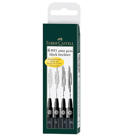 Faber-Castell - PITT Artist Pen, Black Fineliners, 4kpl