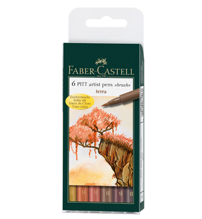 Faber-Castell - PITT Artist Pen Brush, Terra, 6kpl
