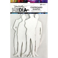 Dina Wakley Media - Chipboard Shapes, The Men, 5kpl