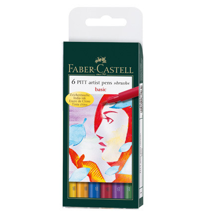 Faber-Castell - PITT Artist Pen Brush, Basic, 6kpl