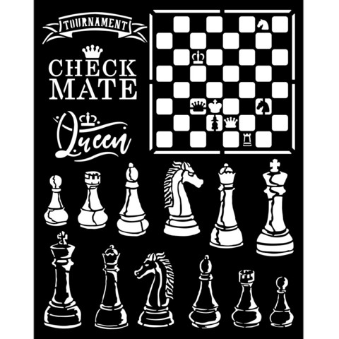 Stamperia - Stencil 20x25cm, Alice Check Mate