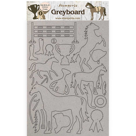 Stamperia - Romantic Horses, Greyboard A4, Trophy, Leikekuvioarkki