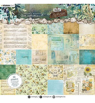 Studio Light - New Awakening nr.02, Jenine`s Mindful, Paper Pad Vintage backgrounds, 20x20cm, 36 arkkia
