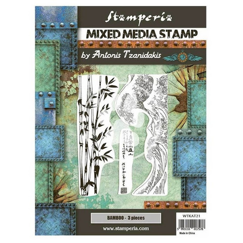 Stamperia - Sir Vagabond in Japan, Mixed Media Stamp, Leimasetti, Bamboo