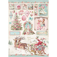 Stamperia - Pink Christmas, Rice Paper, A4, Sleigh