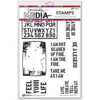 Dina Wakley Media - Cling Stamps, Stencil Alphas, Leimasetti