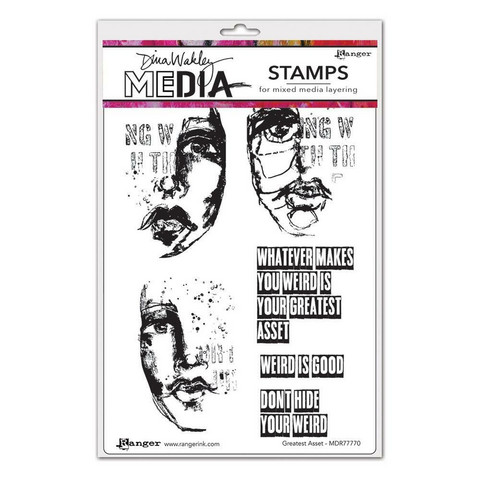 Dina Wakley Media - Cling Stamps, Greatest Asset, Leimasetti