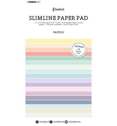 Studio Light - Paper Pad Unicolor Pastels Slimline Essentials nr.32, Paperikko