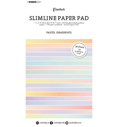 Studio Light - Paper Pad Gradient Pastel Slimline Essentials nr.30, Paperikko