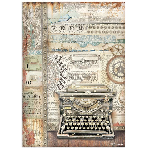 Stamperia - Lady Vagabond Lifestyle, Rice Paper, A4, Typing Writer