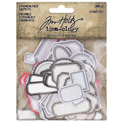 Tim Holtz - Idea-Ology Ephemera Pack, Ephemera Snippets Labels, 120 kpl