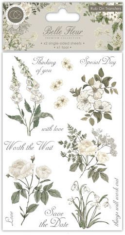 Craft Consortium - Belle Fleur, Rub On Transfers, Siirtokuvia, 2arkkia